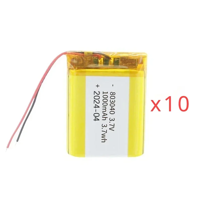 3.7v stk. 1000 mah 803040 litiumpolymerbatterier li-po genopladelige celler til legetøjs-powerbank gps bærbar computer højttaler campinglamper gør-det-selv: Himmelblå