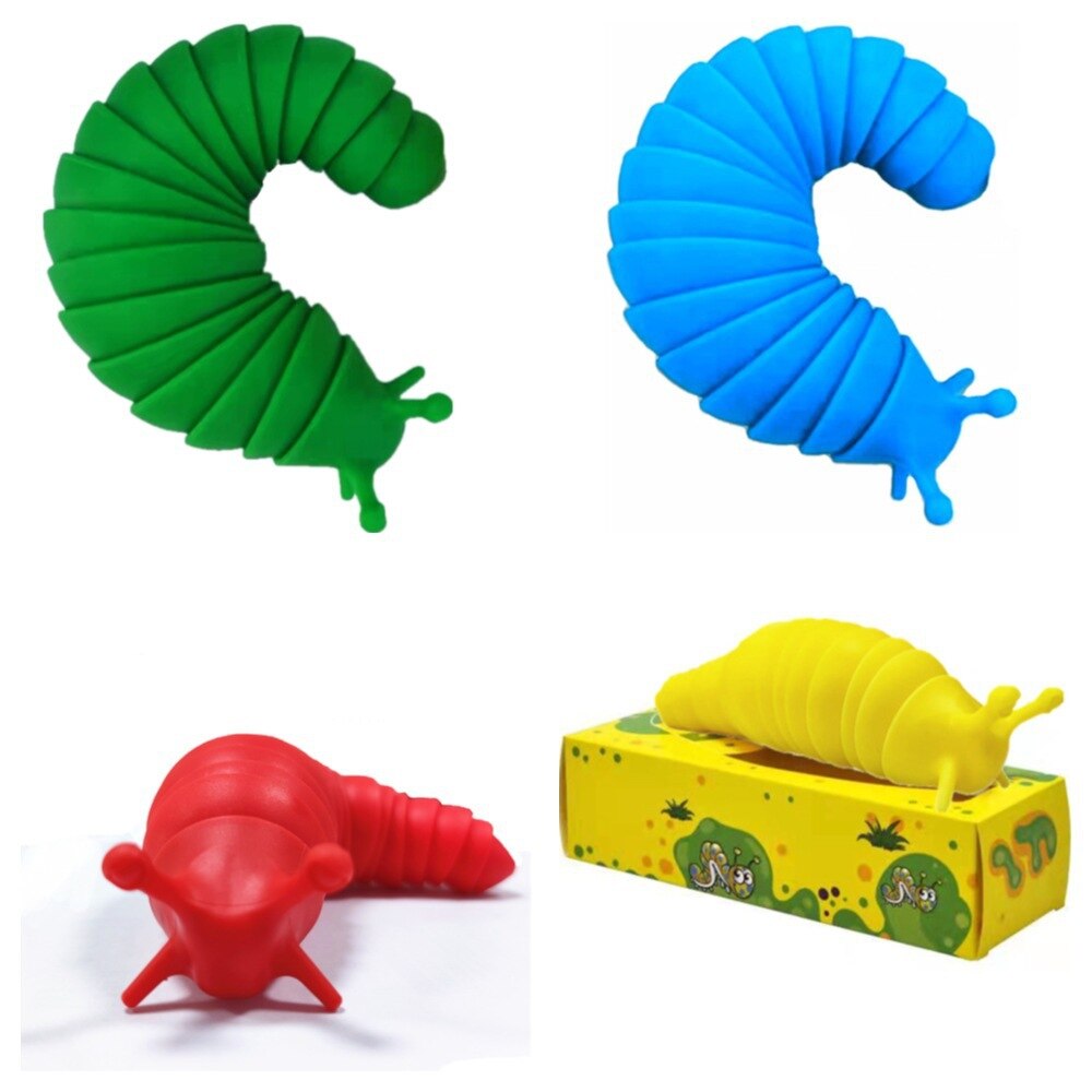 Fidget Slug Articulated Slug Finger Flexible Fidget Sensory Toys Anti-Anxiety Relief Year Chritmas for Aldut Chidlren