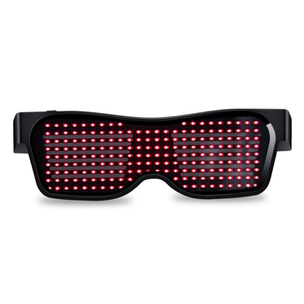 Mobilapp trådløs forbindelse førte bluetooth lysbriller personlighed dynamisk kort lysende blinkende køligt lys op legetøjsbriller: Rød