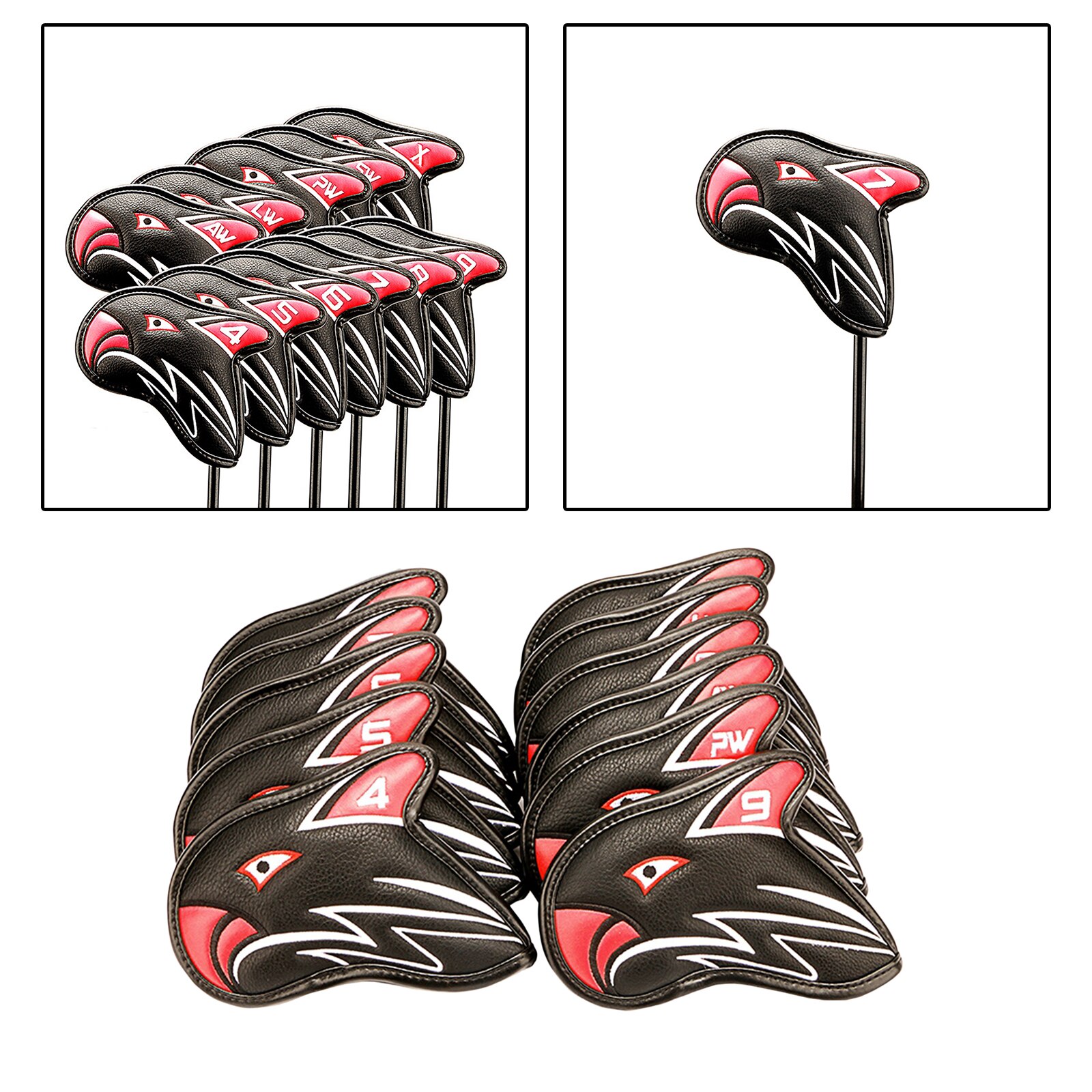 11pcs Waterproof Skull Golf Iron Head Cover Club Putter Headcover