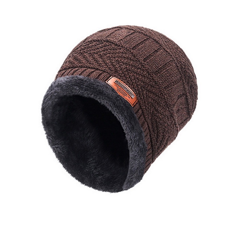 Winterstrickmütze für damen und herren, warm und dick gefüttert, mit samtfutter, Schließfach geschnitten, mit schal, marken-wintermütze, skimaske: Eine -11-1pc