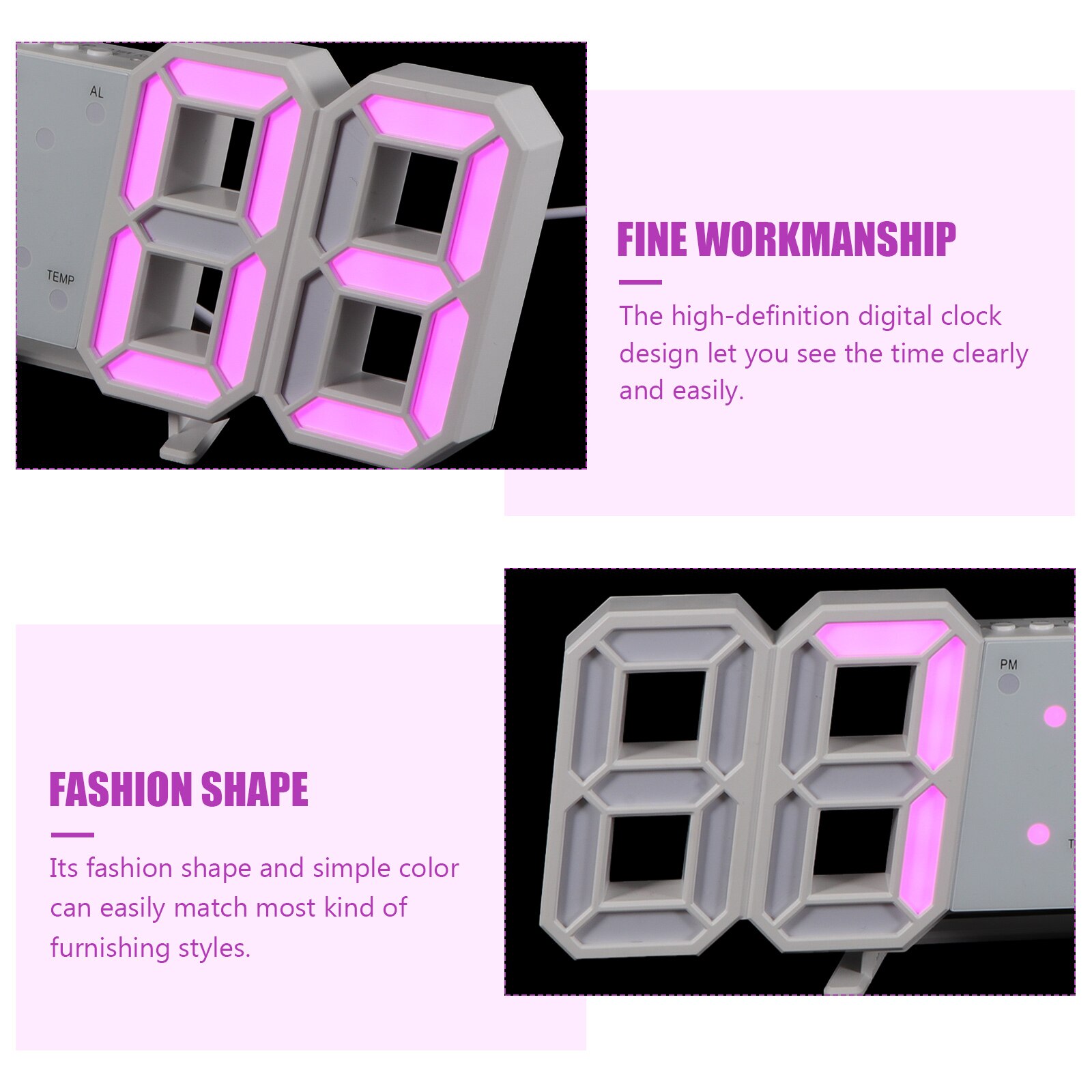 1Set Wall Hanging LED Clock Home Office Wall Clock 3D Digital Clock Pendant