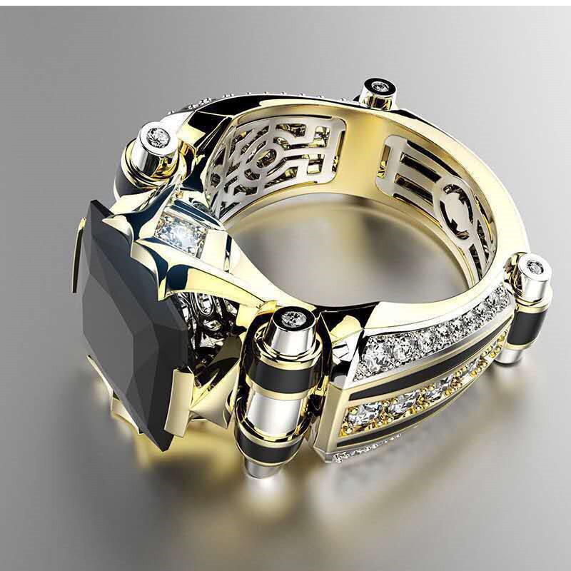Männer Jahrgang Dominierenden Ring Kreative Kristall Hochzeit Ring Zirkon Aushöhlen Finger Ring Schmuck Zubehör