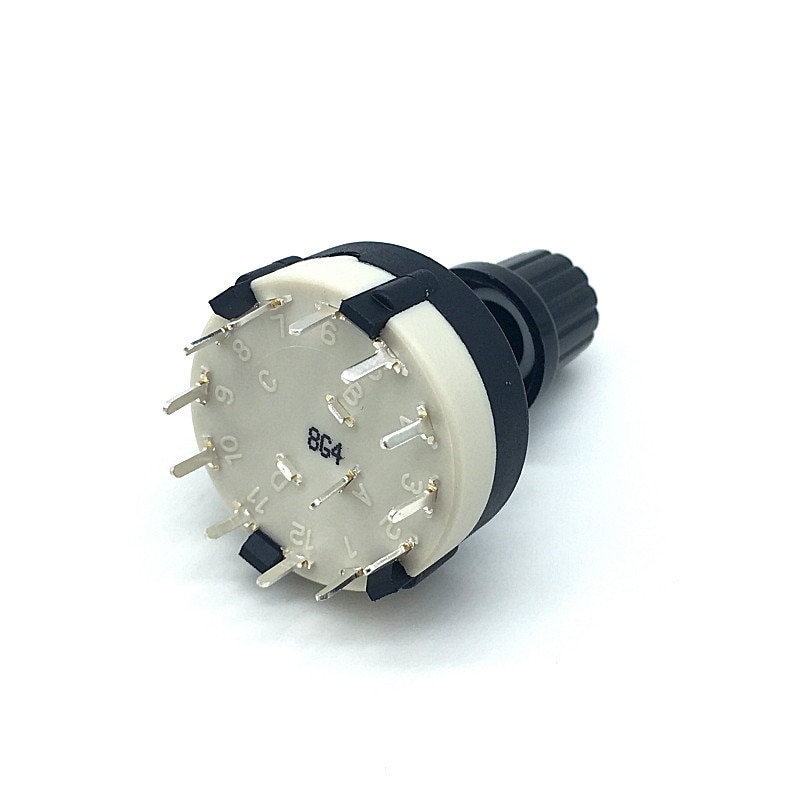 Interruptor Selector de canal rotativo de banda, 1 polo, 12 posiciones, RS26, 20MM de longitud con perilla, 5 unidades