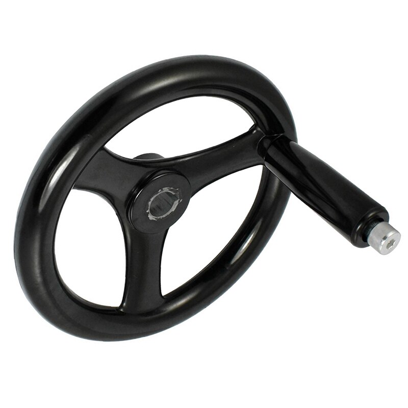 Black 18mm x 200mm 3 spoke handwheel with rotating handle
