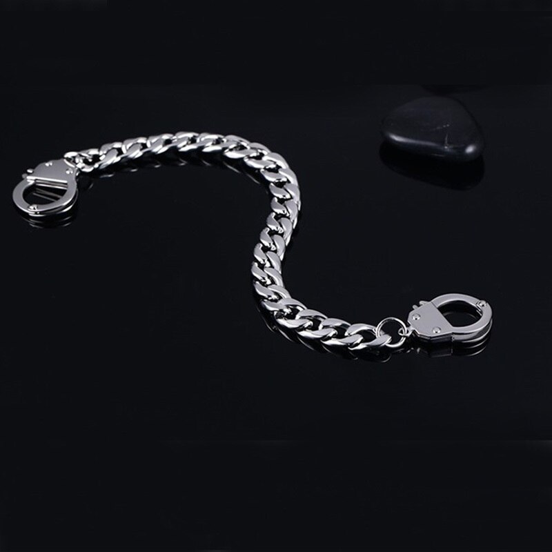 Handcuffs Bracelets Mens Jewerly Chian on Hand Couple Bracelets Women's Stainless Steel Bracelet for Womens