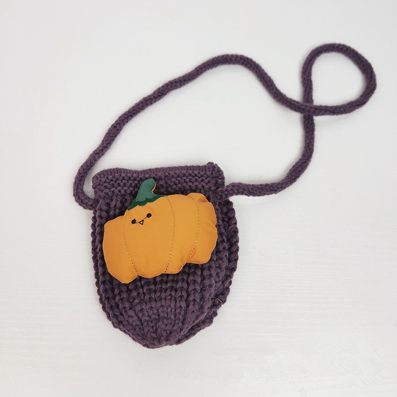 1 Piece Ginger Yellow Fruit Green Instagram's Girls' Stylish Knit Mini Bag Wool Coin Purse