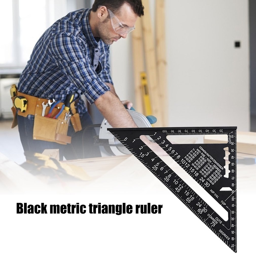 7/12inch Speed Square Metric Aluminum Alloy Triangle Ruler Squares for Measuring Tool Metric Angle Protractor Woodworking Tools