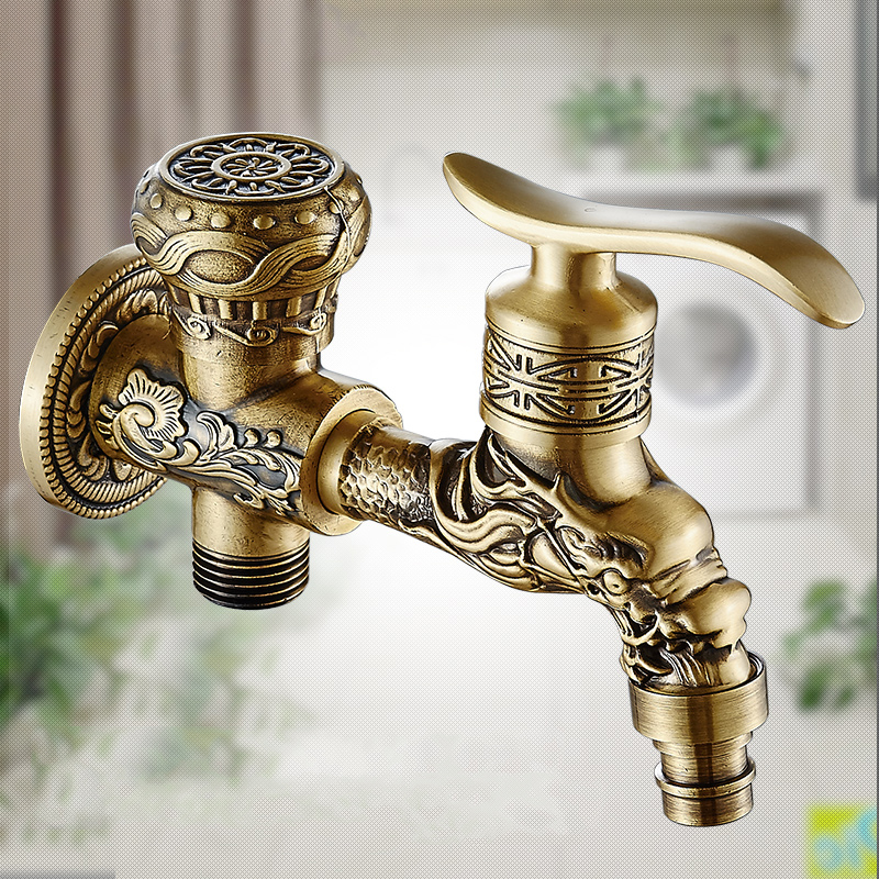 Bidet Faucets Antique Brass Wall Mounted Bathroom Hygienic Shower Sprayer Water Faucet Airbrush Toilet Washing Machine Tap WF556