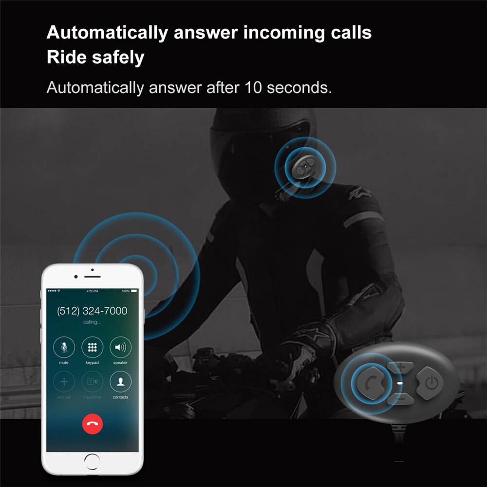 Motorräder Bluetooth 5,0 Motor- Helm Headset Drahtloser Freihändiger Stereo Kopfhörer FM Empfänger Wasserdicht Nicht Helm Intercome