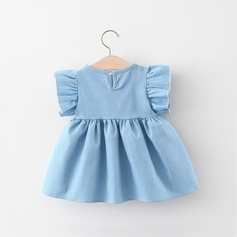 2022 Summer Outfit Newborn Baby Girl Dresses Cute Bow Sleeveless Cotton Infant Princess Blue Dress Toddler Clothes 0-24Months