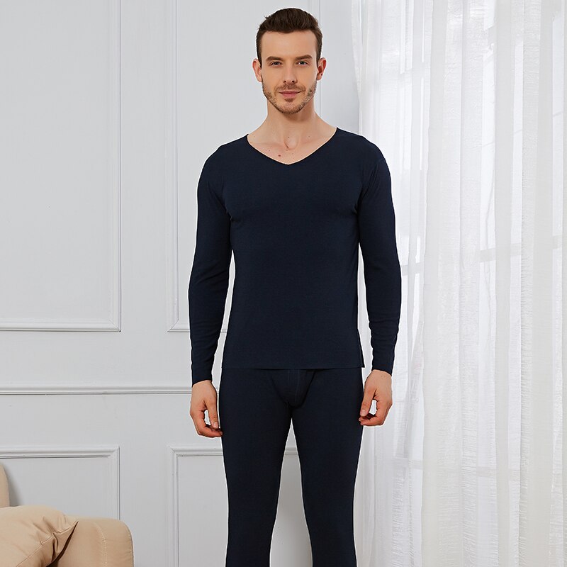 Thermal Underwear Sets For Men Winter Thermo Underwear Long Johns Winter Clothes Men fleece sweat Thick Thermal Clothing: Navy Blue / XXXL