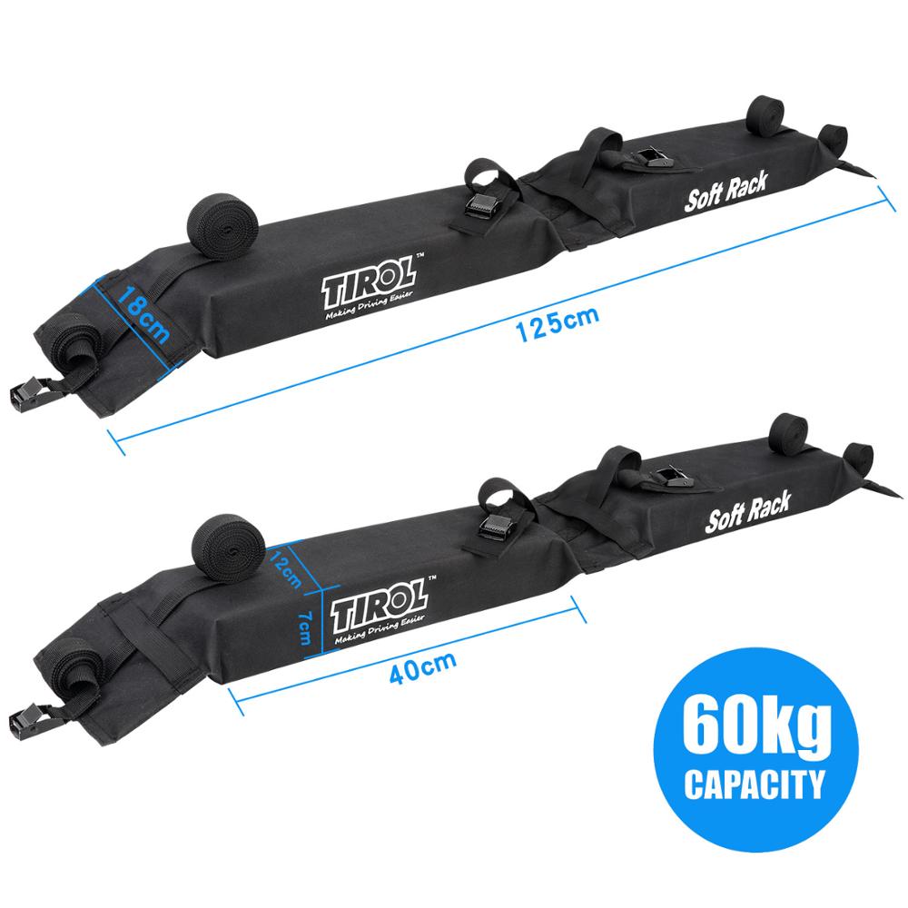 Tirol Auto Soft Roof Rack 2 Pieces/Set Luggage Black Easy Rack Load 60kgs Fold Oxford Universal Car Carrier Rack T25454b
