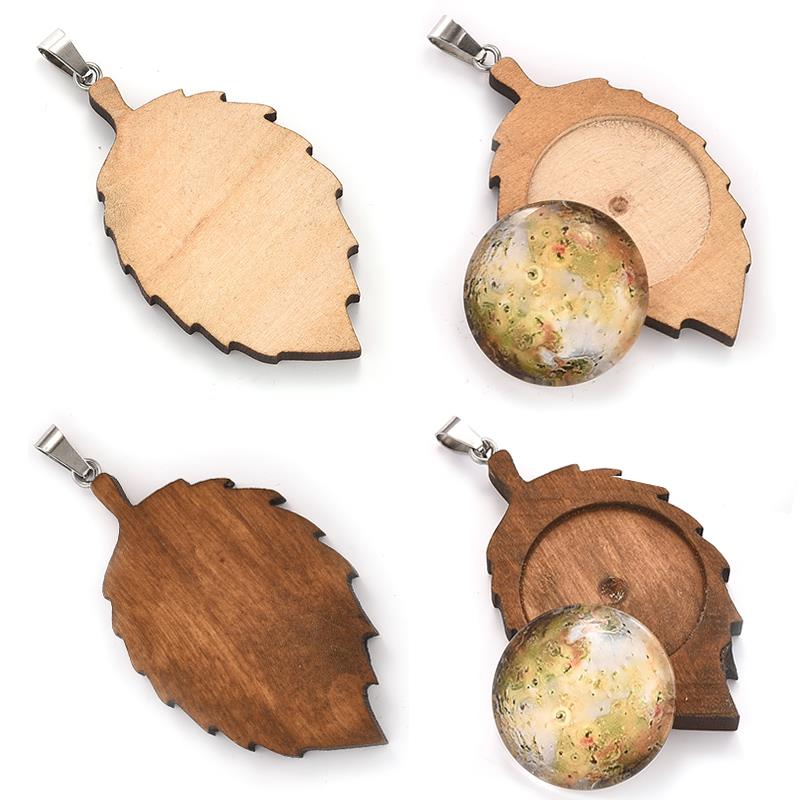 10 kpl puinen riipus cabochon pohja-asetelma korujen valmistustarvikkeet kaulakoru tyhjä tarjotin asettaminen sopii 25mm lasikaabokonia