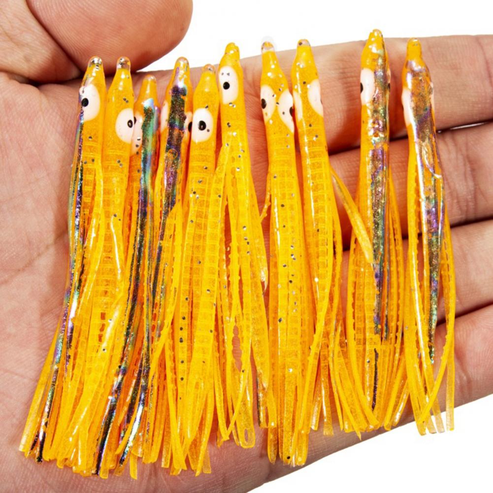 10Pcs Luminous Squid Skirts Soft Lure Pesca Squid Bait Night Fishing Lure Octopus Glow Rubber Artificial Bait Fishing Products