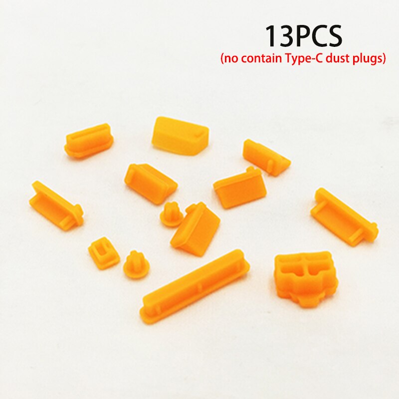 13 teile/satz Bunte Silikon Anti Staub Stecker Abdeckung Stopper Laptop staub stecker laptop staubdicht usb staub plug Computer Zubehör: 13pcs orange