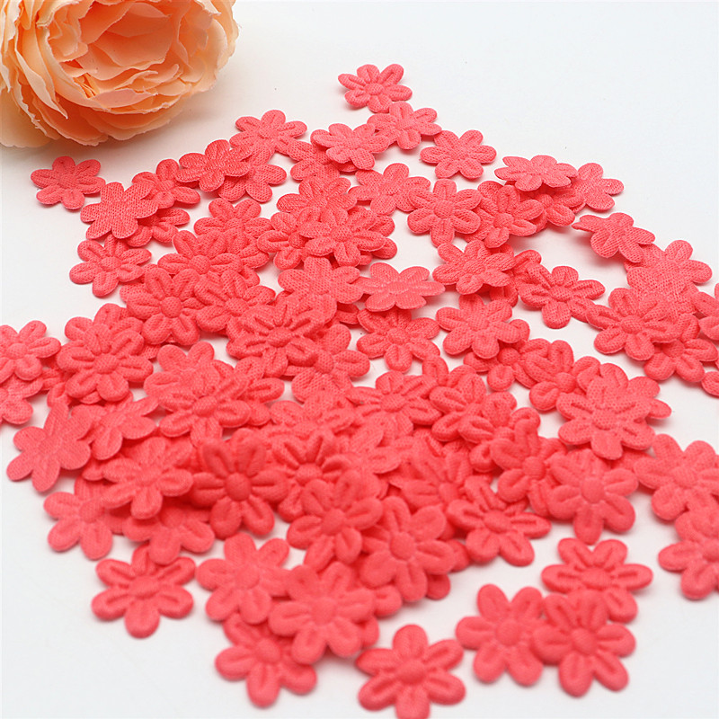 Tela de 2cm con cinco pétalos de flores en relieve, accesorios de tela de joyería DIY, Material de pegatinas de tela: Láser brillante