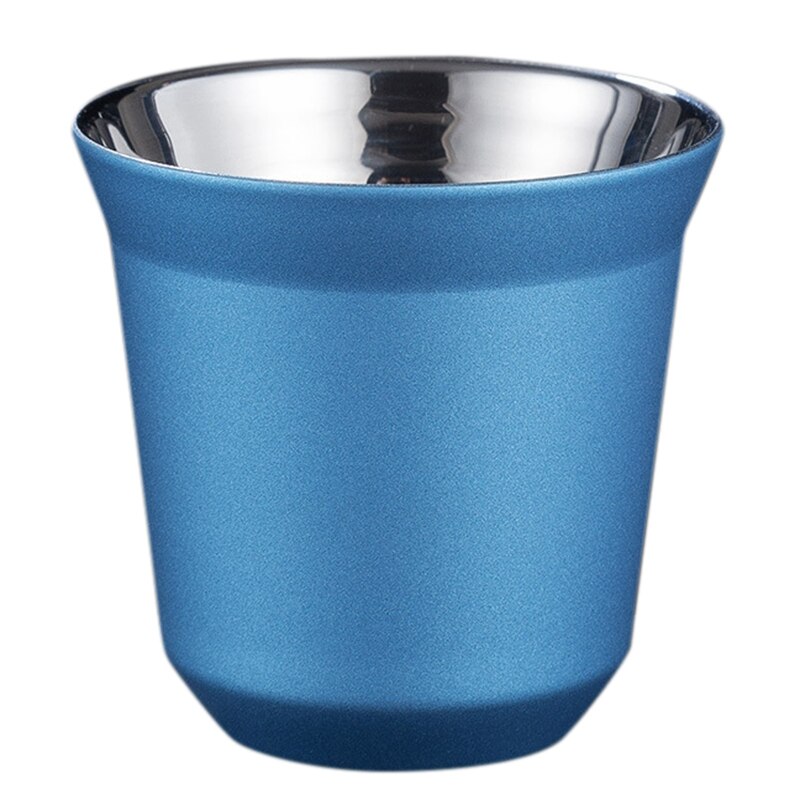 ! 80ml dubbelväggs isolering för espressokoppar i rostfritt stål för nespresso pixie kaffekoppar kapselformade kaffemuggar: Blå