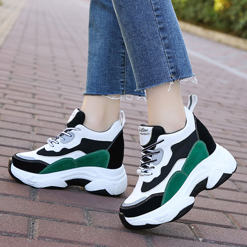 Fujin winter dames sneakers, zacht, warm, ademend, ronde neus, dikke zool, vrijetijdsschoenen met veters voor dames.