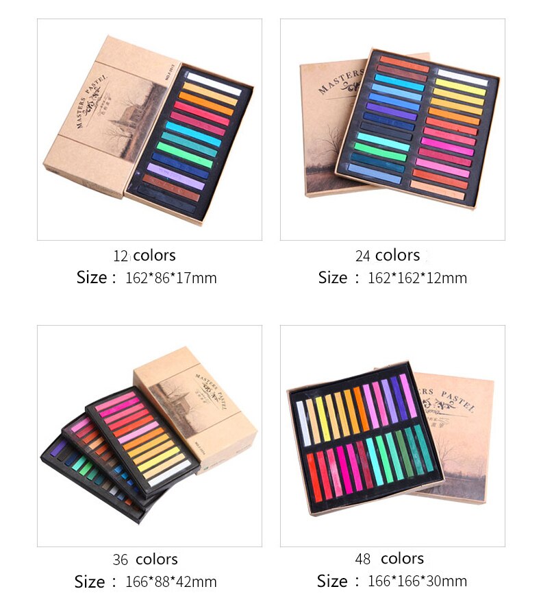 12/24/36/48 Colors Painting Crayons Soft Pastel Art Drawing Set Chalk Color Crayon Brush Stationery