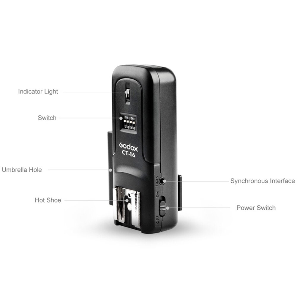Nowe Godox CT-16 16 kanałów radio bezprzewodowe nadajnik wyzwalacza błysku + zestaw z odbiornikiem robić aparatu kanon Nikon Pentax błyskanie studyjne