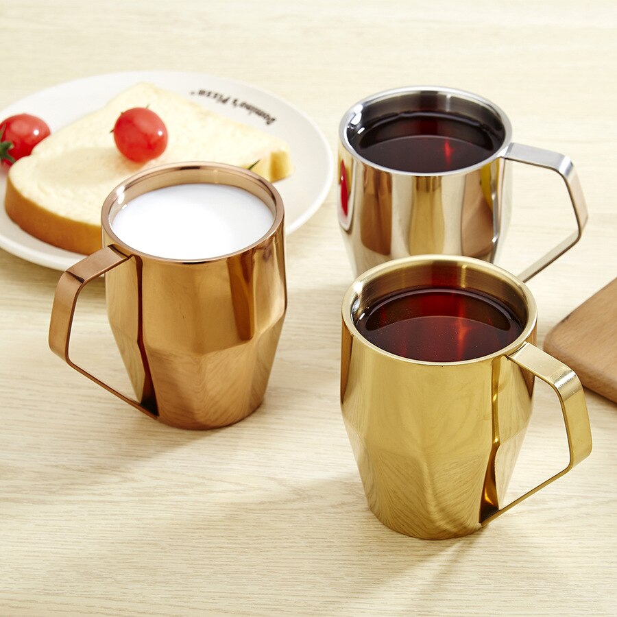Taza aislante de acero inoxidable, tazas de café de 340ml de doble pared, vaso térmico para cerveza para Taza de Viaje, taza de Camping con mango