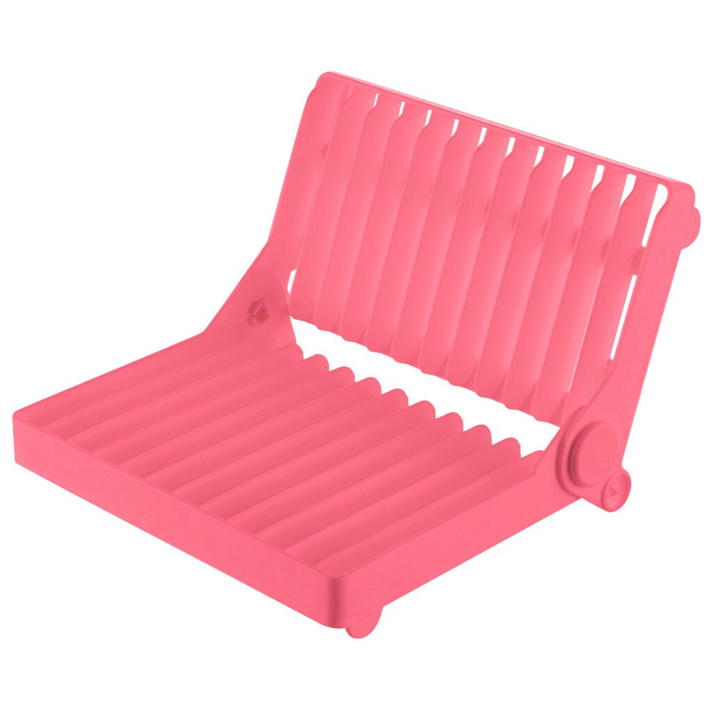 Foldable Dish Drain Rack Plastic Pin Pot Lids Bowl Plates Organizer Rack Kitchen Tableware Drying Holder Escurridor De Platos: Pink