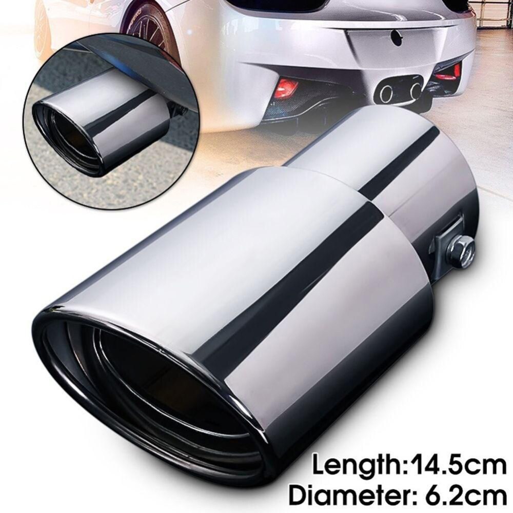 Car Chrome Exhaust Muffler Tip Round Stainless Steel Pipe Exhaust Tail Universal Muffler Tip Pipe Silver