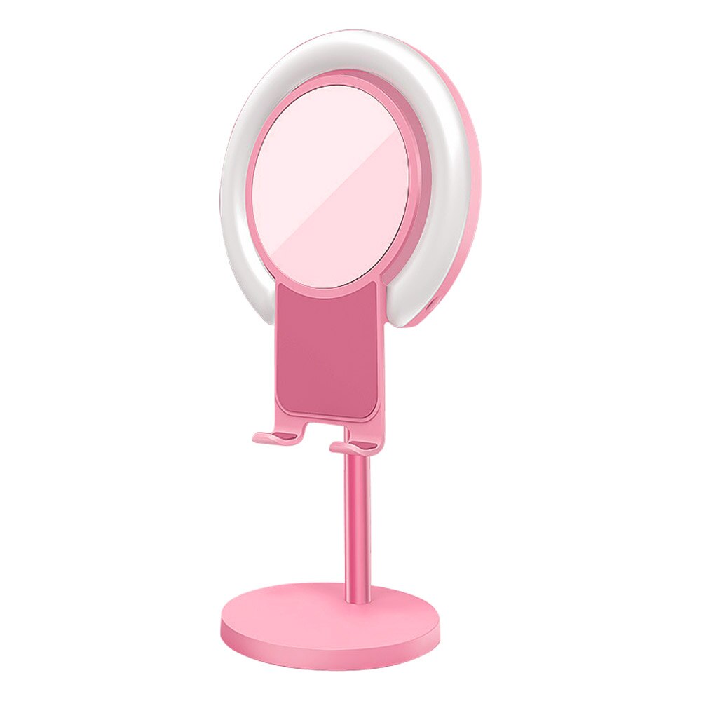 LED Ring Light Makeup Lighting with Stand Big Mirror and Cellphone Holder Soft Beauty Light Effect Ringlight for Video Live: Pink