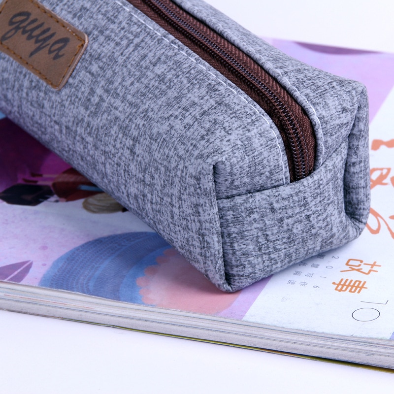 Etui student effen kleur imitatie schors etui kantoor school schrijfwaren tas opbergtas