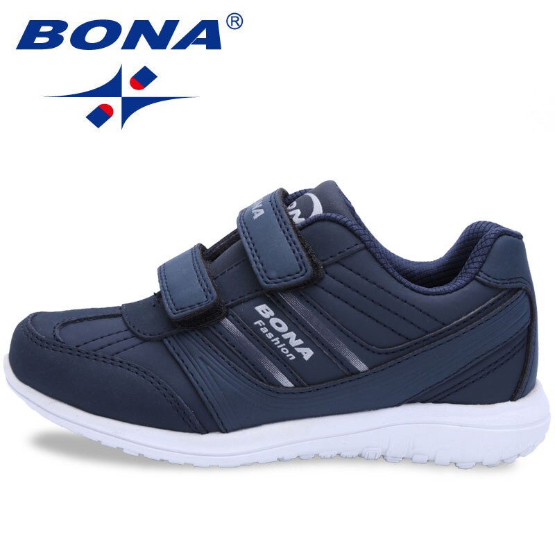 BONA Klassieke Stijl Jongens Casual Schoenen Klittenband Meisjes Wandelschoenen Synthitic Leer Kinderen Sneakers Snelle