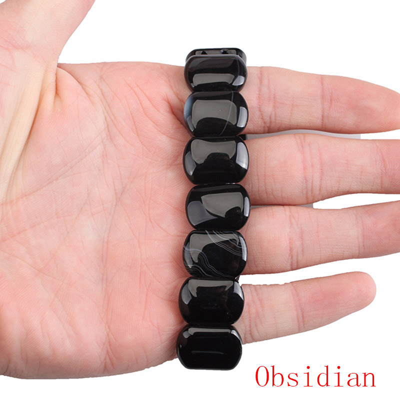 Perline di pietra naturale occhi di tigre/ametiste corda elastica braccialetti e bracciali gioielli fatti a mano braccialetto energetico per donna o uomo 2021: obsidian