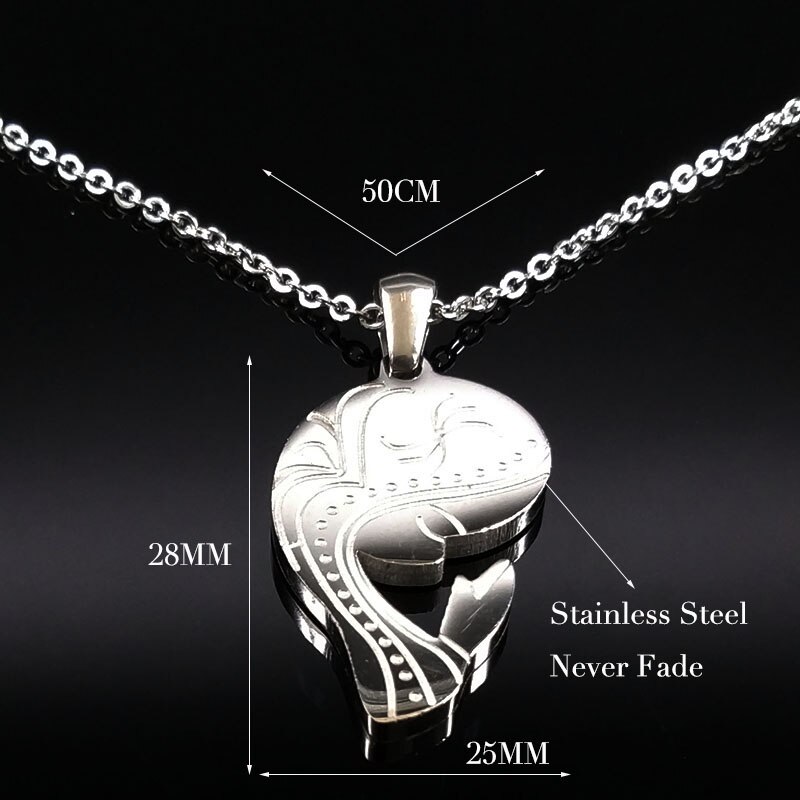 Stainless Steel Jesus Necklaces Fish Christian Christianity Ichthys Fish Pendant Necklaces Jewelry Women or Men collares N17168B: Silver goddess