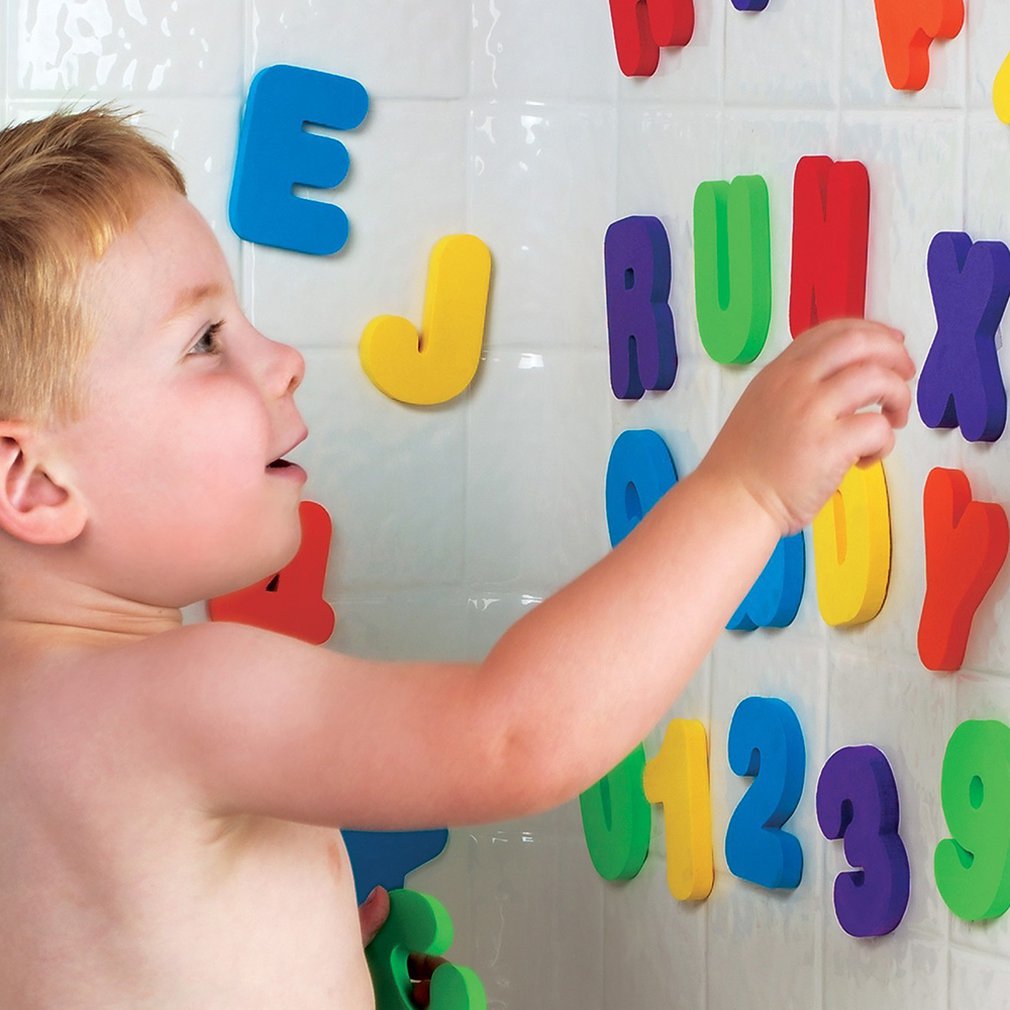Baby Foam Stickers 26 Letters + 10 Numbers Baby Bath Tub Water Stickers Kids Children Floating Bath Shower Toys