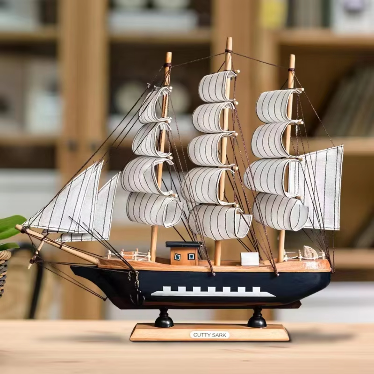 Modelo de velero de madera nórdico, decoraciones creativas, decoración de escritorio