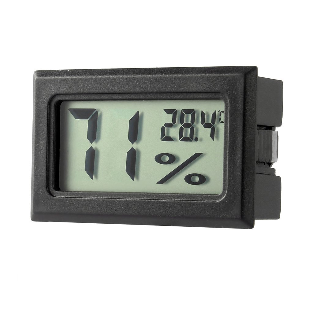 1Pcs Mini Temperatuur-vochtigheidsmeter Lcd Digitale Thermometer Hygrometer Koelkast Vriezer Zwart