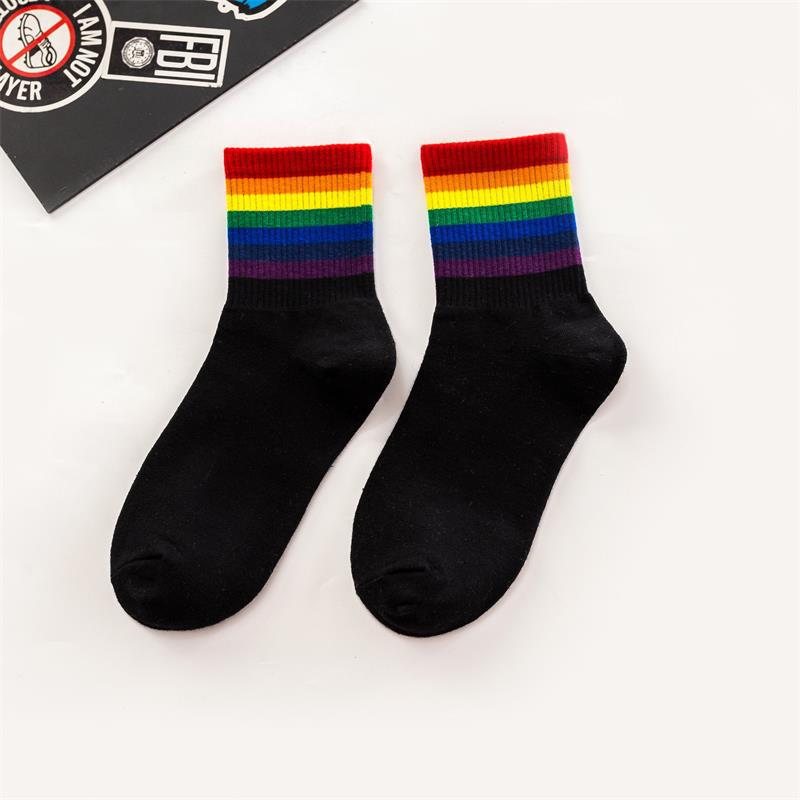 Autumn and Winter Cotton Socks Colorful Stripes for Ladies Female Leisure Comfortable Rainbow Socks Women: 04