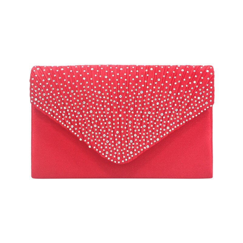 HIGH-END di STRASS pieghettato cena sacchetto di donna che indossa un abito con Cheongsam signora di sacchetto della borsa cena di diamante del sacchetto di mano bag #20: Red