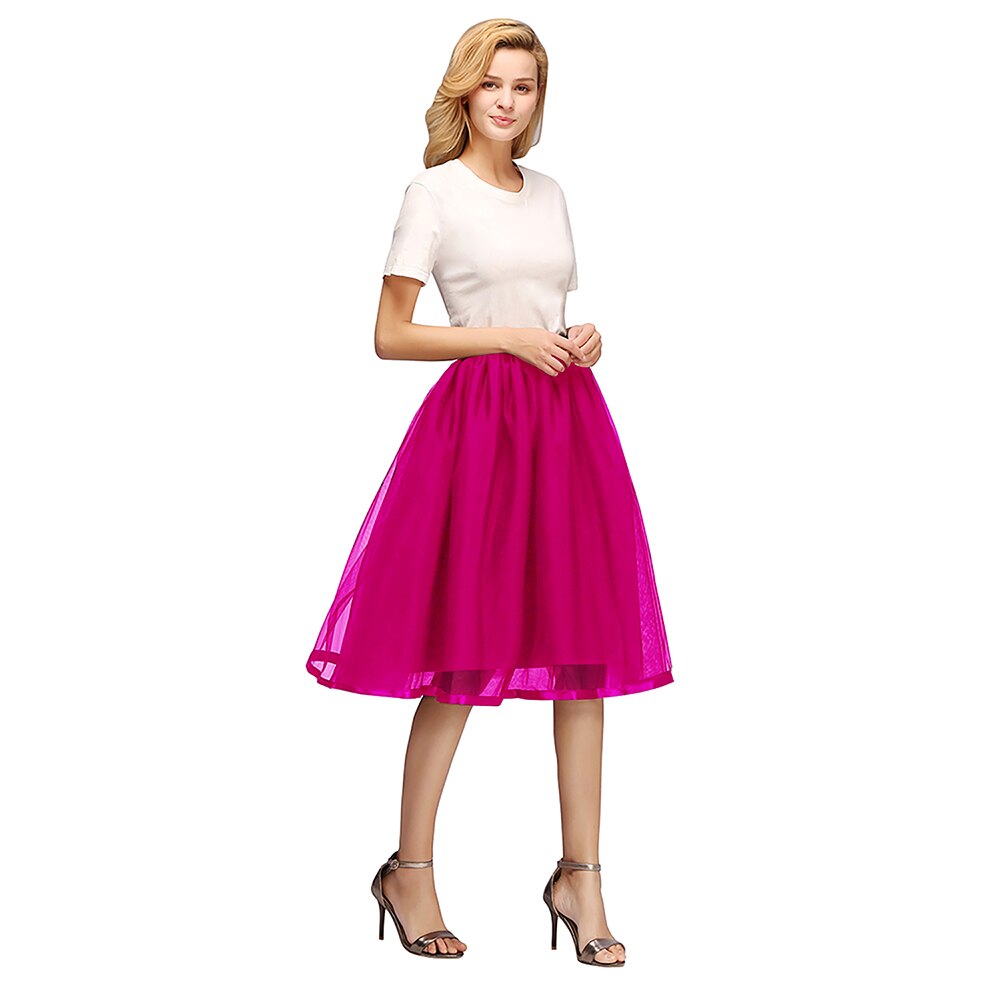 Tüll Kurze Petticoat Hoopless Hochzeit Krinoline Schichten Frau Rock Unterrock Woamn Erwachsene Tutu Rockabilly Braut Zubehör: Fuchsia