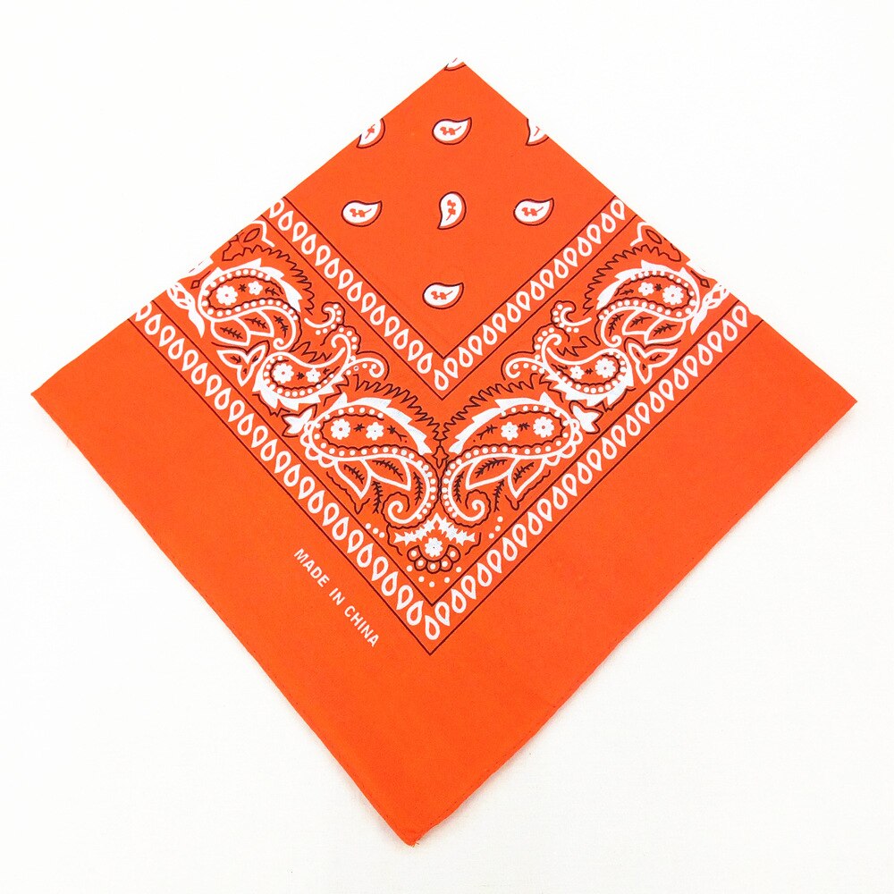 Hip Hop 100% Cotton Bandana Square Scarf 55cm*55cm Black Red Paisley Headband Printed For Women/Men/Boys/Girls: Orange