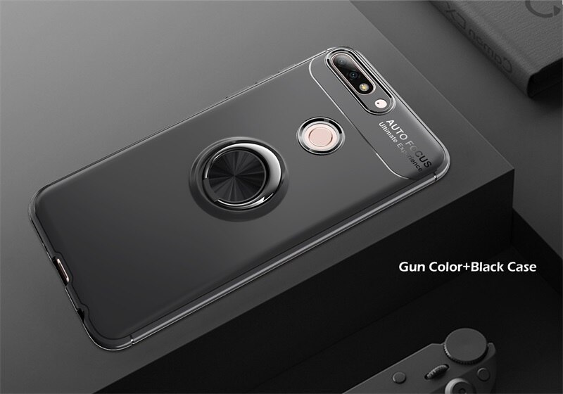 Cassa antiurto per Huawei Honor 7C Caso Da 5.7 Pollici Anello di Barretta Magnete Opaca Del silicone di TPU Della Copertura per Huawei Honor 7C 5.7 Pollici Custodie: nero