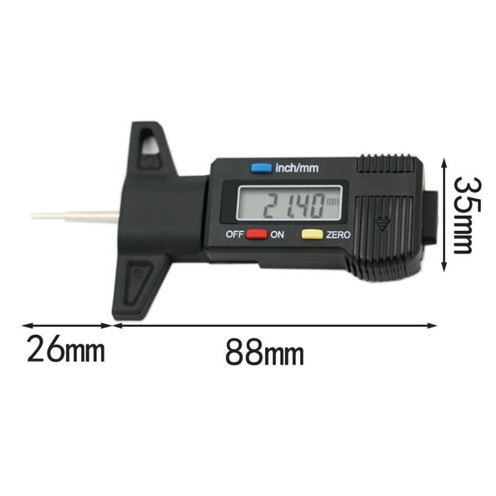 Digital Depth Gauge Tyre Tire Tester LCD Tread 0-25.4mm Meter Measurer Tool Electronic Caliper Car Wheel Motorcycle Trucks monit