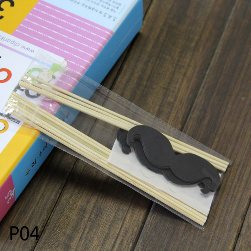 10Pcs Photo Booth Props DIY Mustache Lip Heart Photobooth Party Accessories Bridal Shower Event Supplies Fun Wedding Decoration: P04