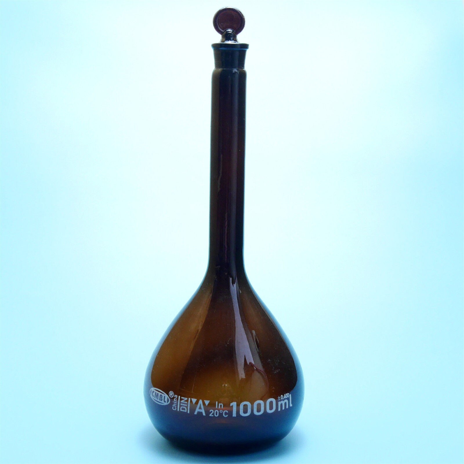 1000ml,Amber Brown Volumetric Flask,1 Litre Lab Glass Bottle,With Stopper