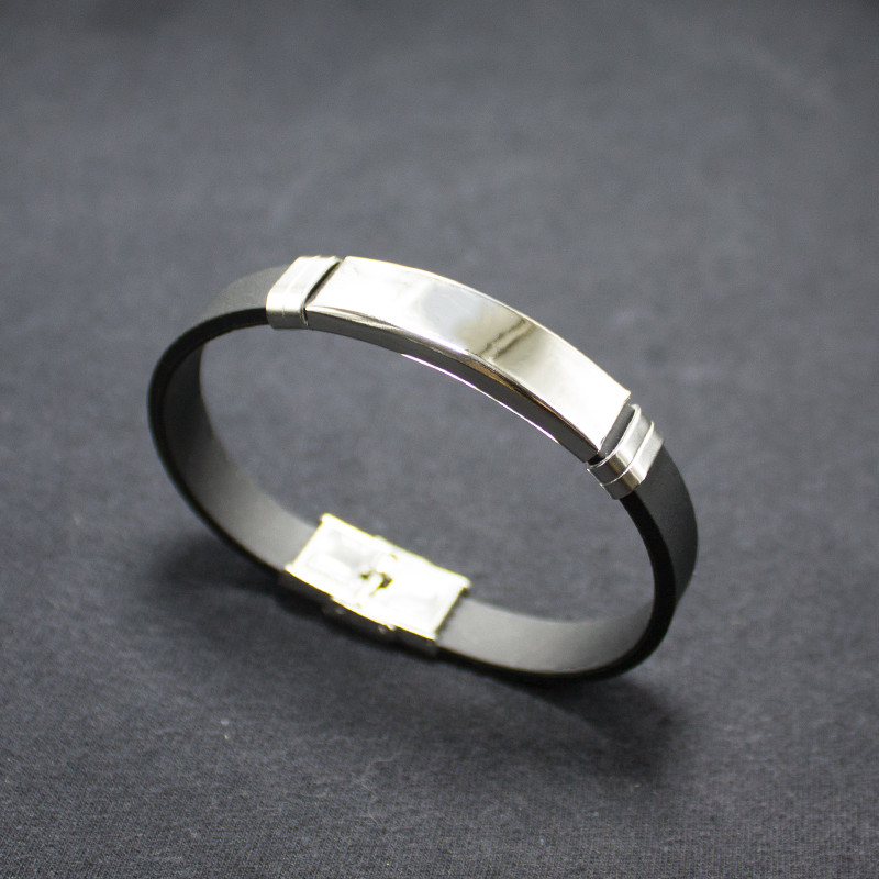 Bracelet géométrique en acier inoxydable pour hommes, couleur noir/or/argent, Silicone, caoutchouc, nouvelle