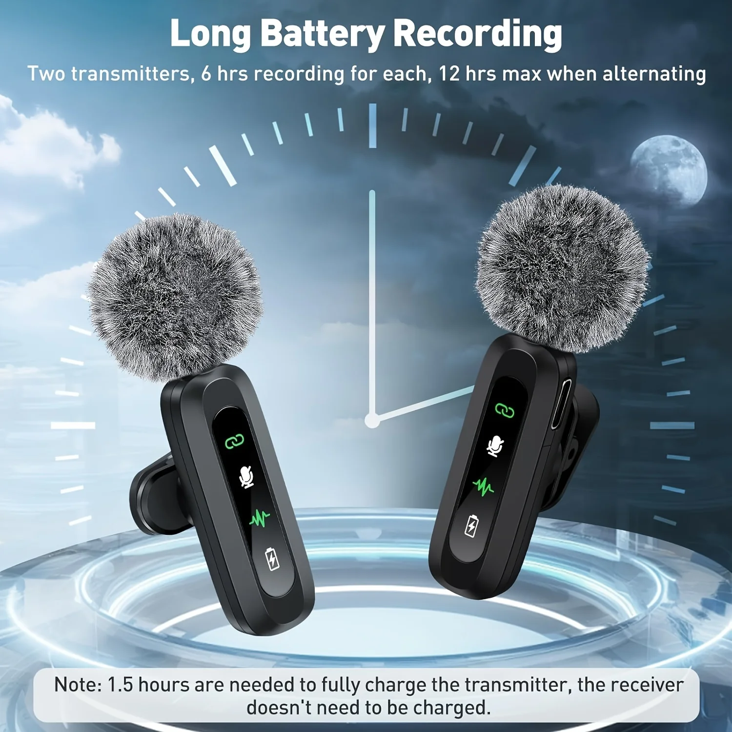 3 in 1 Lavalier Microphone Wireless Mini Mic For Phone/Tablet/PC Video Recording Clip-on 2 Mics For Vlog Podcast Content Creator
