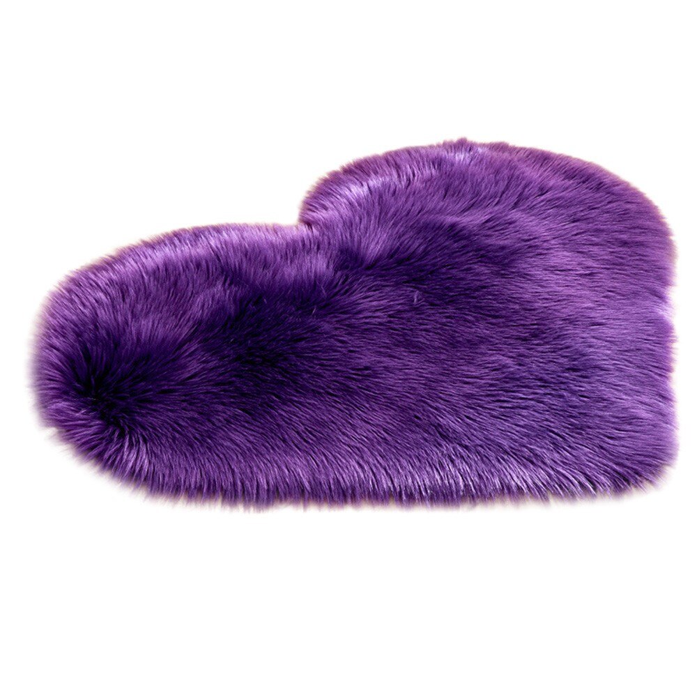 Hart Tapijt Tapijt Vormige Wol Imitatie Schapenvacht Tapijten Faux Fur Non Slip Slaapkamer Shaggy Tapijt Matten Room Decor Harige Matten: Purple