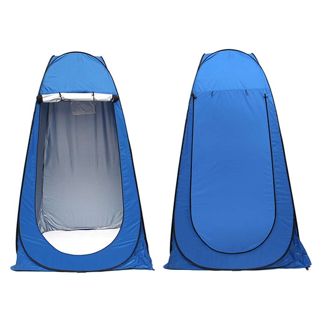 Pop-up Outdoor Camouflage Camping Shower Tent Bathroom Simple Mobile Toilet Dressing Tent Shelter Single Moving Folding Tents: Blue