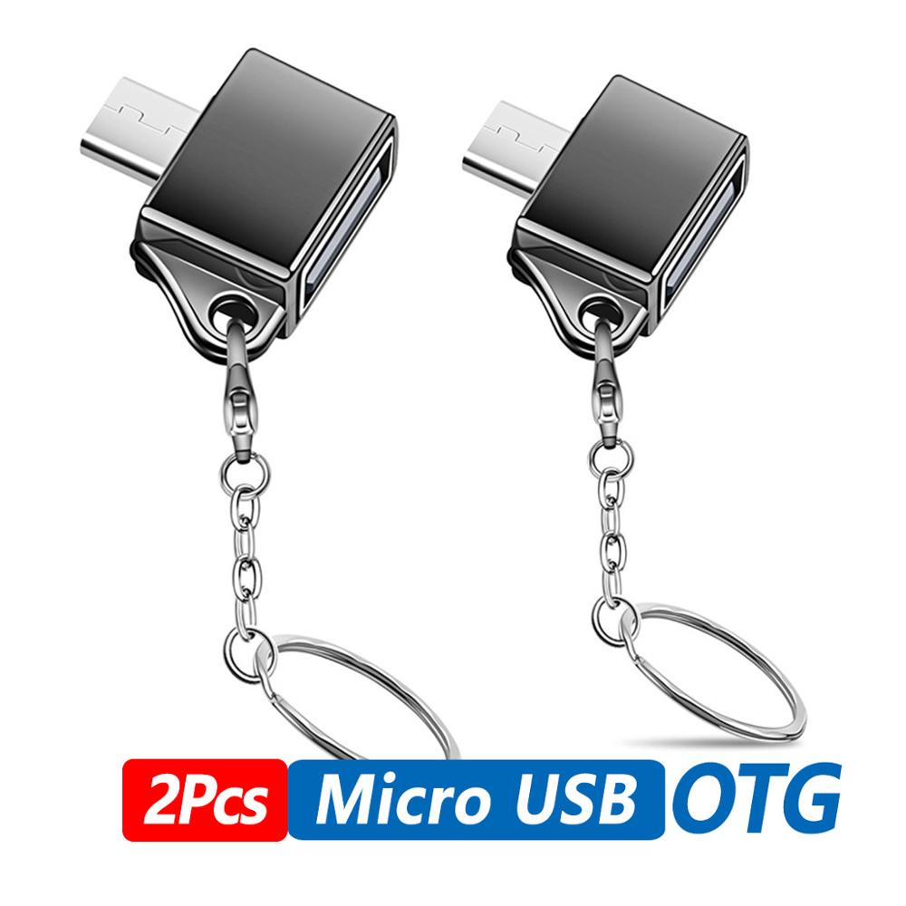Micro Usb Type C Otg Adapter Micro Usb Converter Voor Mobiele Telefoon Tablet Type-C Kabel Otg Plug Lading data Schijf Connector: 2pcs gunmatel micro