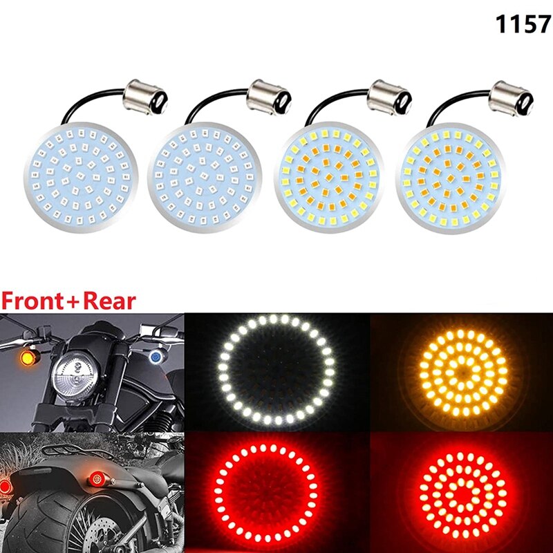 2-Pack 1157 LED Turn Signal Lights For Harley Dyna Road Glide Touring – Amber/White, Smoked Lens